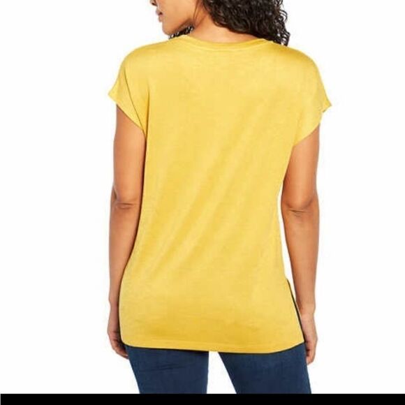 Orvis Women's Short Sleeve V-Neck Tunic Knit Top (X-Small, Mustard) NWT - Picture 3 of 3